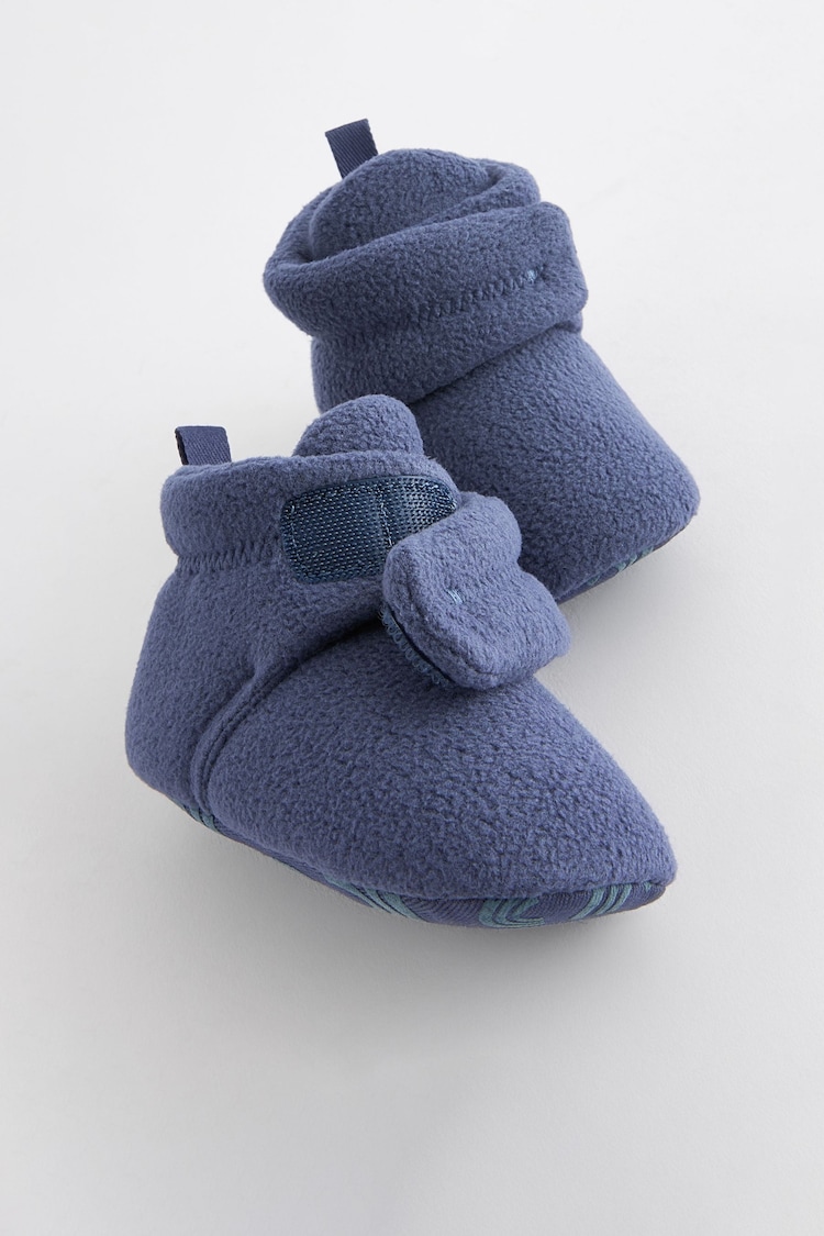 Blue Fleece Cosy Wrap Baby Slipper Boots (0-2mths) - Image 2 of 5