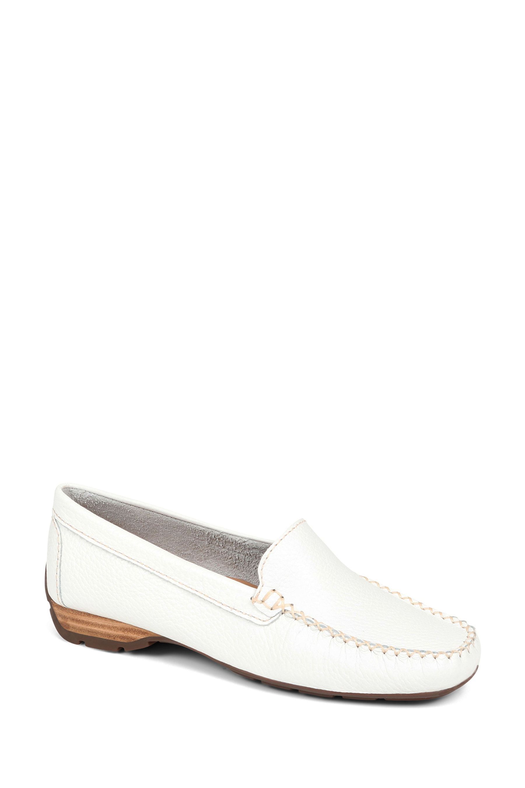 White outlet leather moccasins