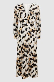 Reiss Black/White Marie Animal Print Midi Dress - Image 2 of 4