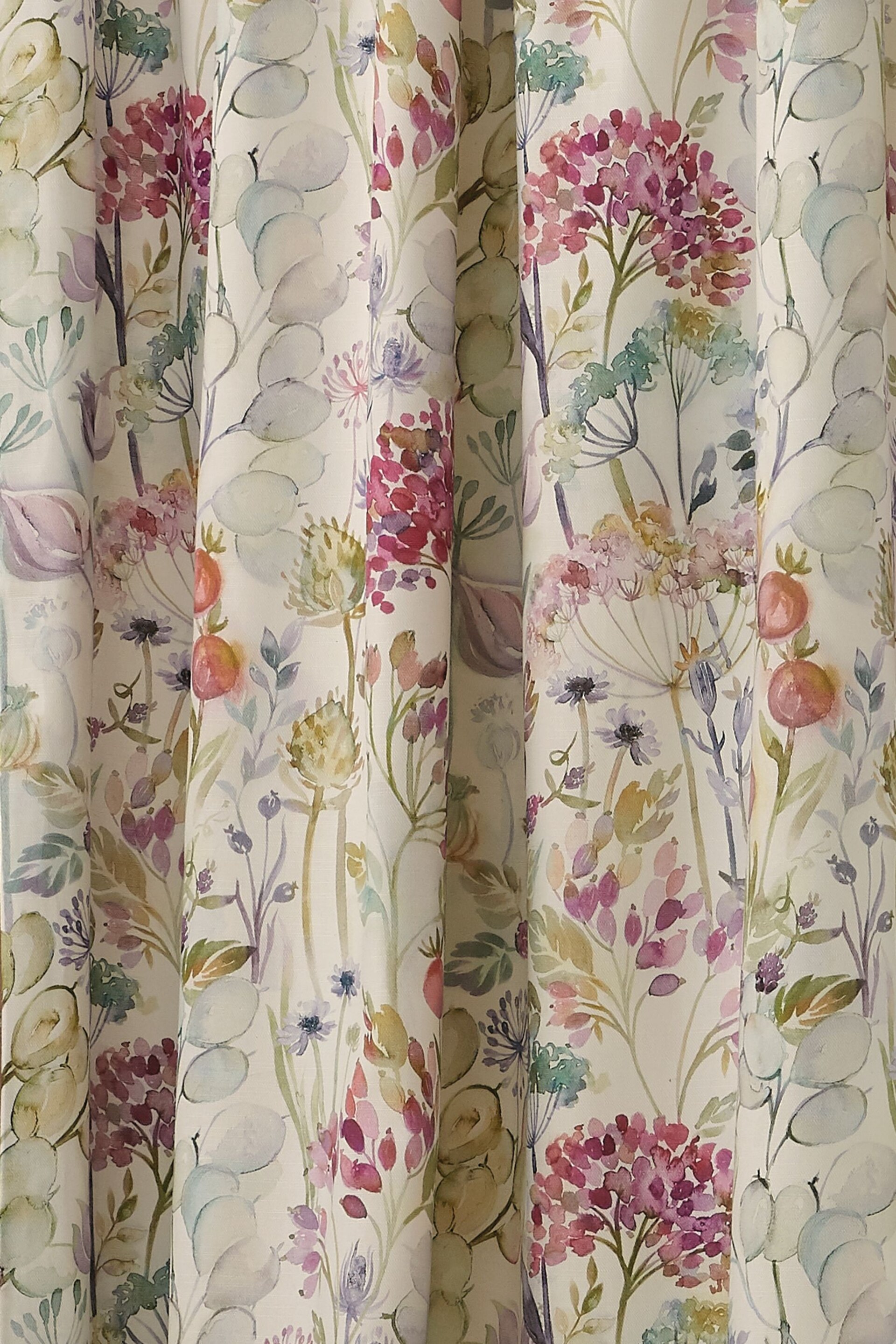 Voyage Multi Country Hedge Floral Lined Pencil Pleat Curtains - Image 2 of 2
