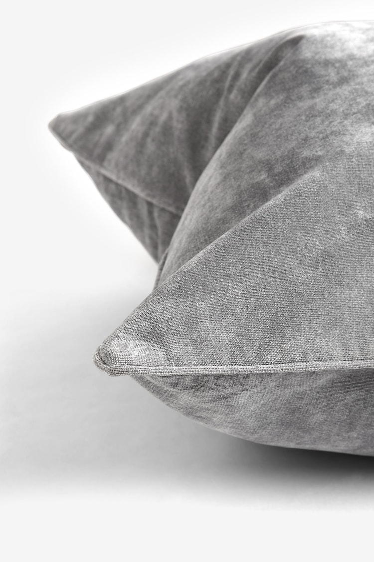 Mid Grey 59 x 59cm Soft Velour Cushion - Image 6 of 6