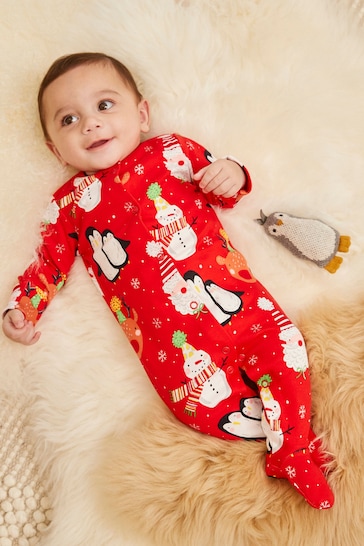 Red Christmas Baby Sleepsuit (0mths-2yrs)
