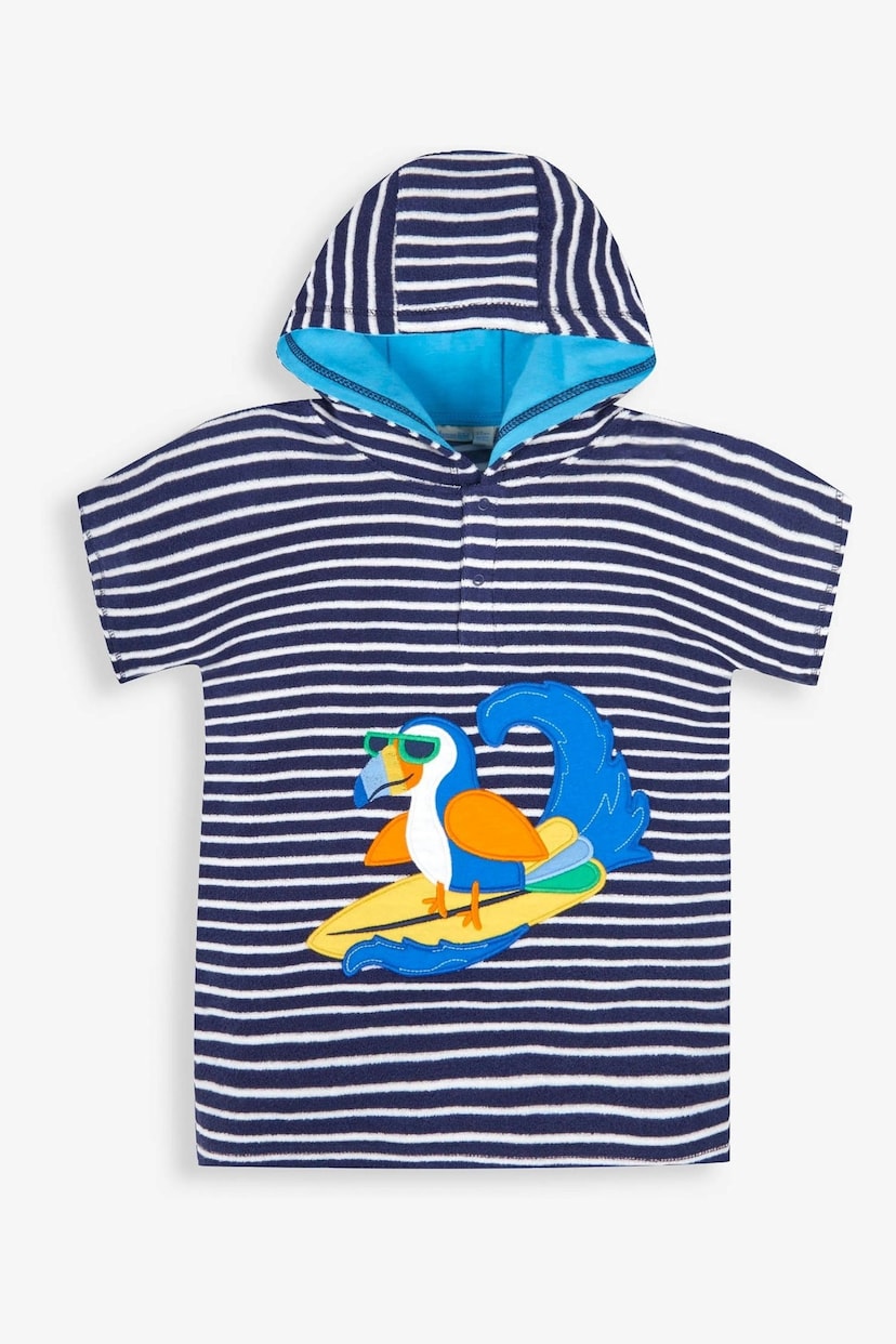 JoJo Maman Bébé Blue Toucan Towelling Hooded Poncho - Image 4 of 6