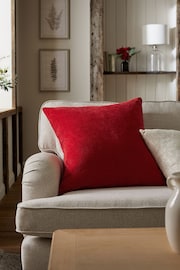 Red 59 x 59cm Soft Velour Cushion - Image 1 of 5