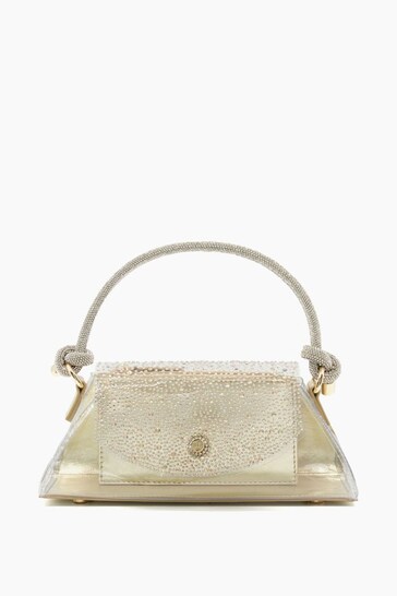Buy Dune London Gold Bryony Embellished Vinyl Top Handle Grab Bag from