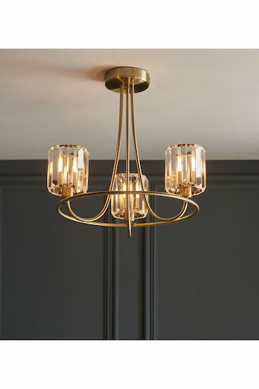 Gallery Home Antique Brass Hove 3 Bulb Ceiling Light