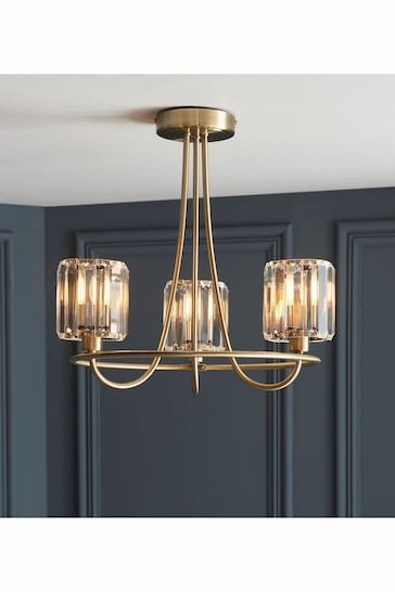 Gallery Home Antique Brass Hove 3 Bulb Ceiling Light