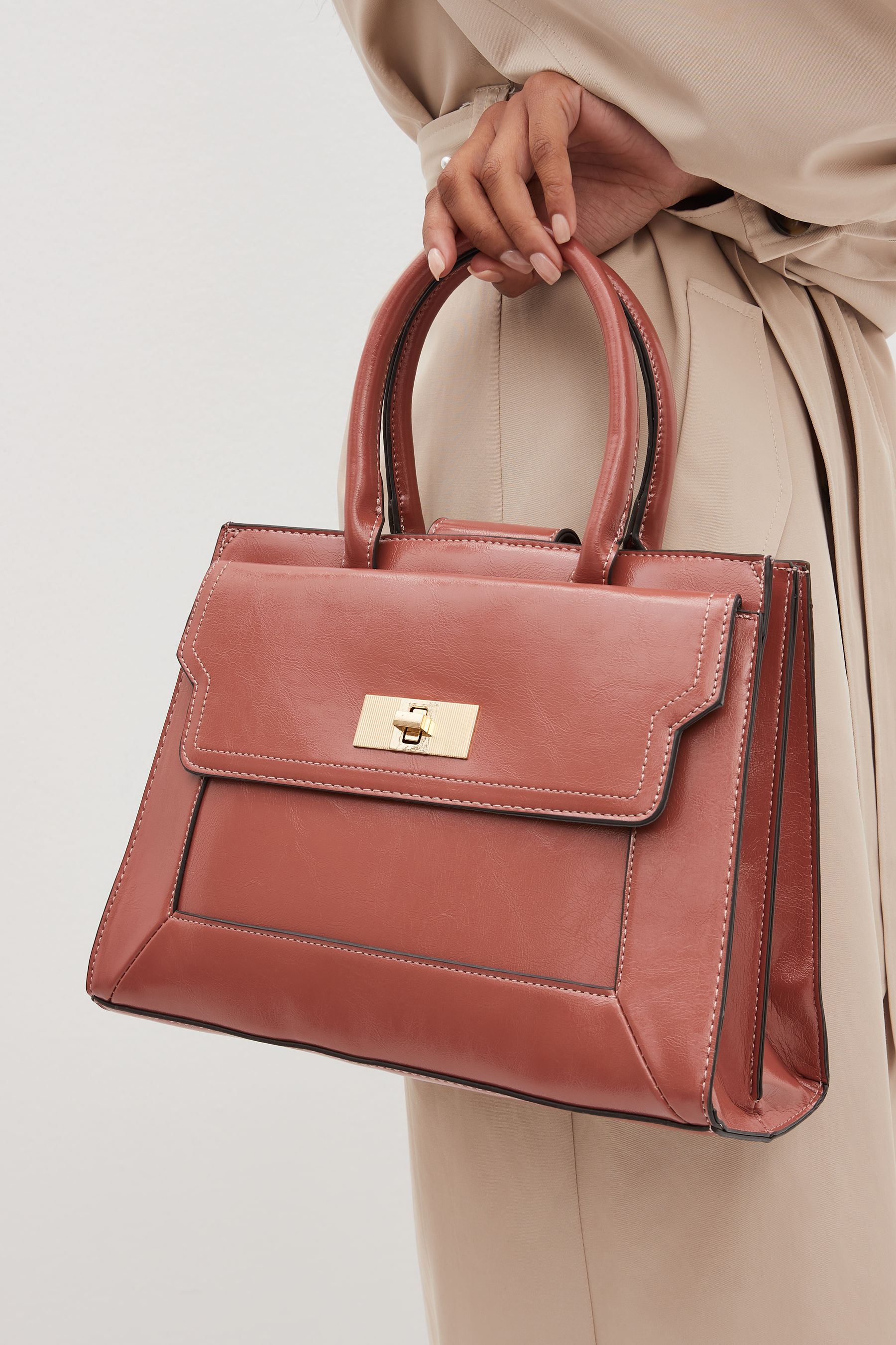Rose Pink Handheld Tote Bag