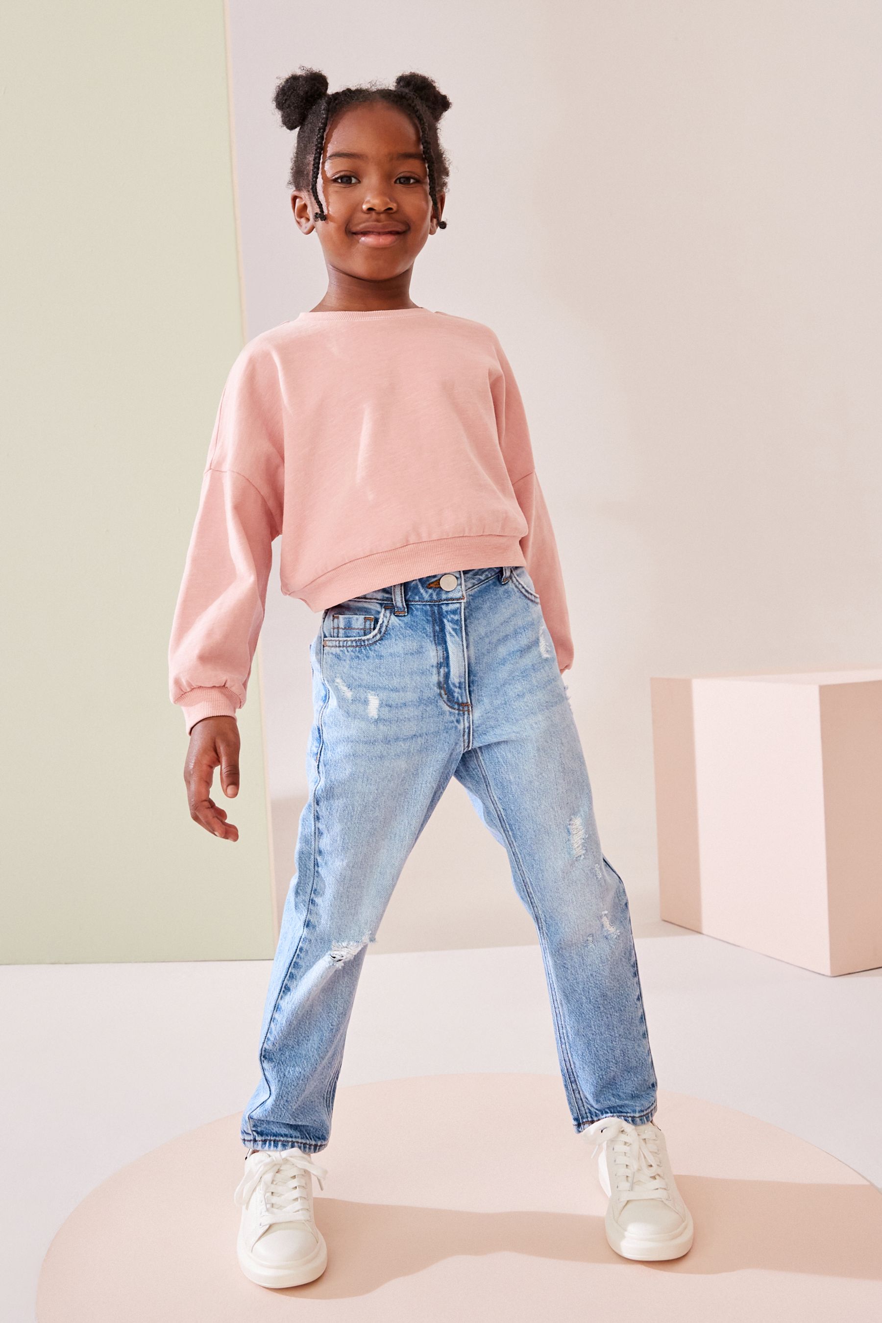 Buy Light Blue Mom Jeans with Stretch 3 16yrs from the Next UK online shop