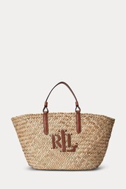 Lauren Ralph Lauren Natural Marcy Straw Leather Trim Tote Bag - Image 1 of 5