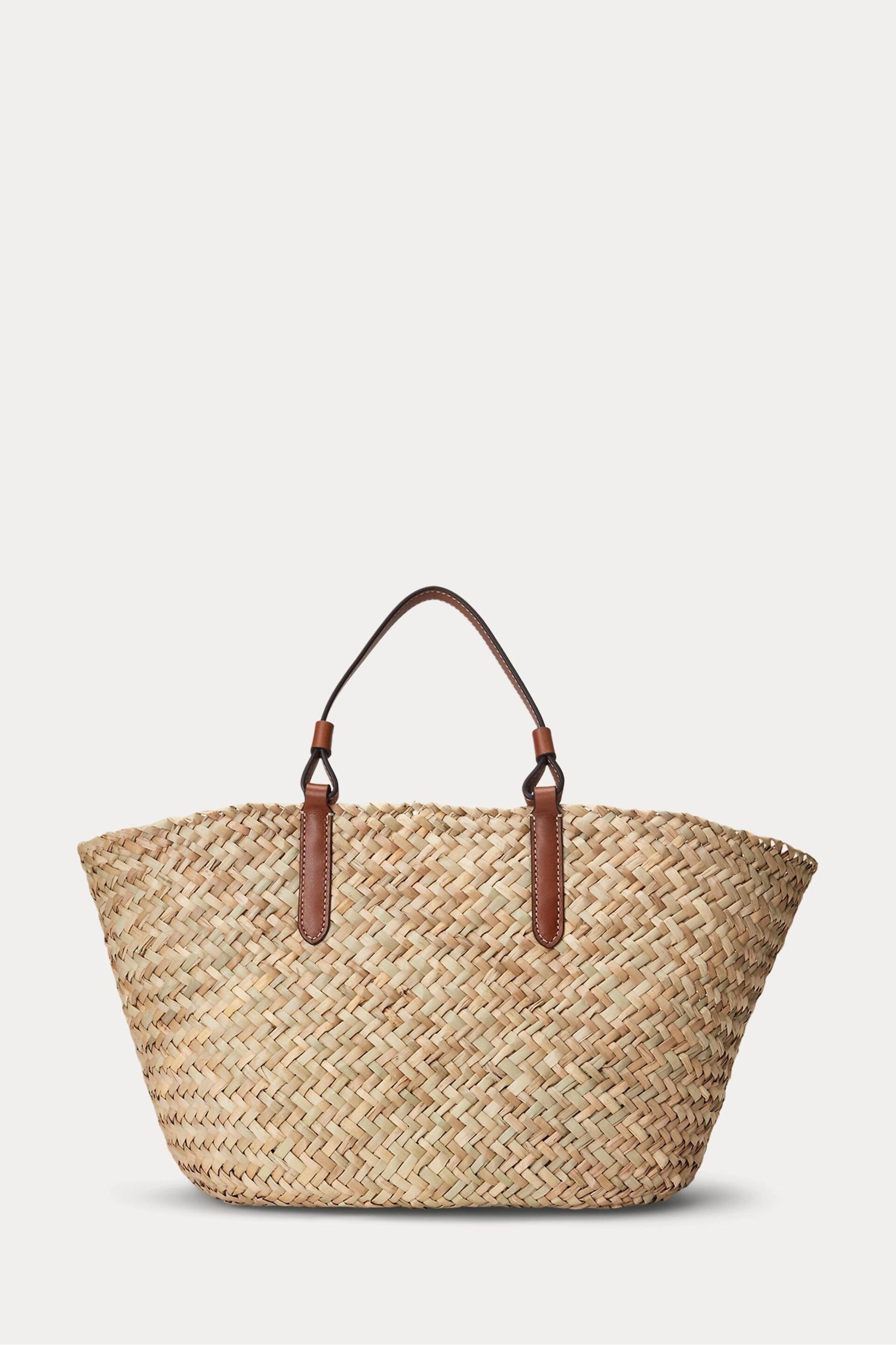 Lauren Ralph Lauren Natural Marcy Straw Leather Trim Tote Bag - Image 2 of 5