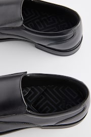 Black Standard Fit Leather Panel Slip On Shoes - Image 6 of 7