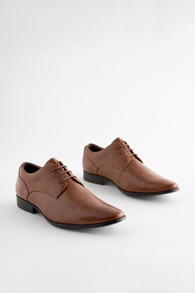 Tan Brown Regular Fit Derby Lace-Up Shoes - Image 2 of 6