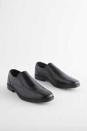 Black Wide Fit Leather Panel Slip On Shoes - Image 2 of 6