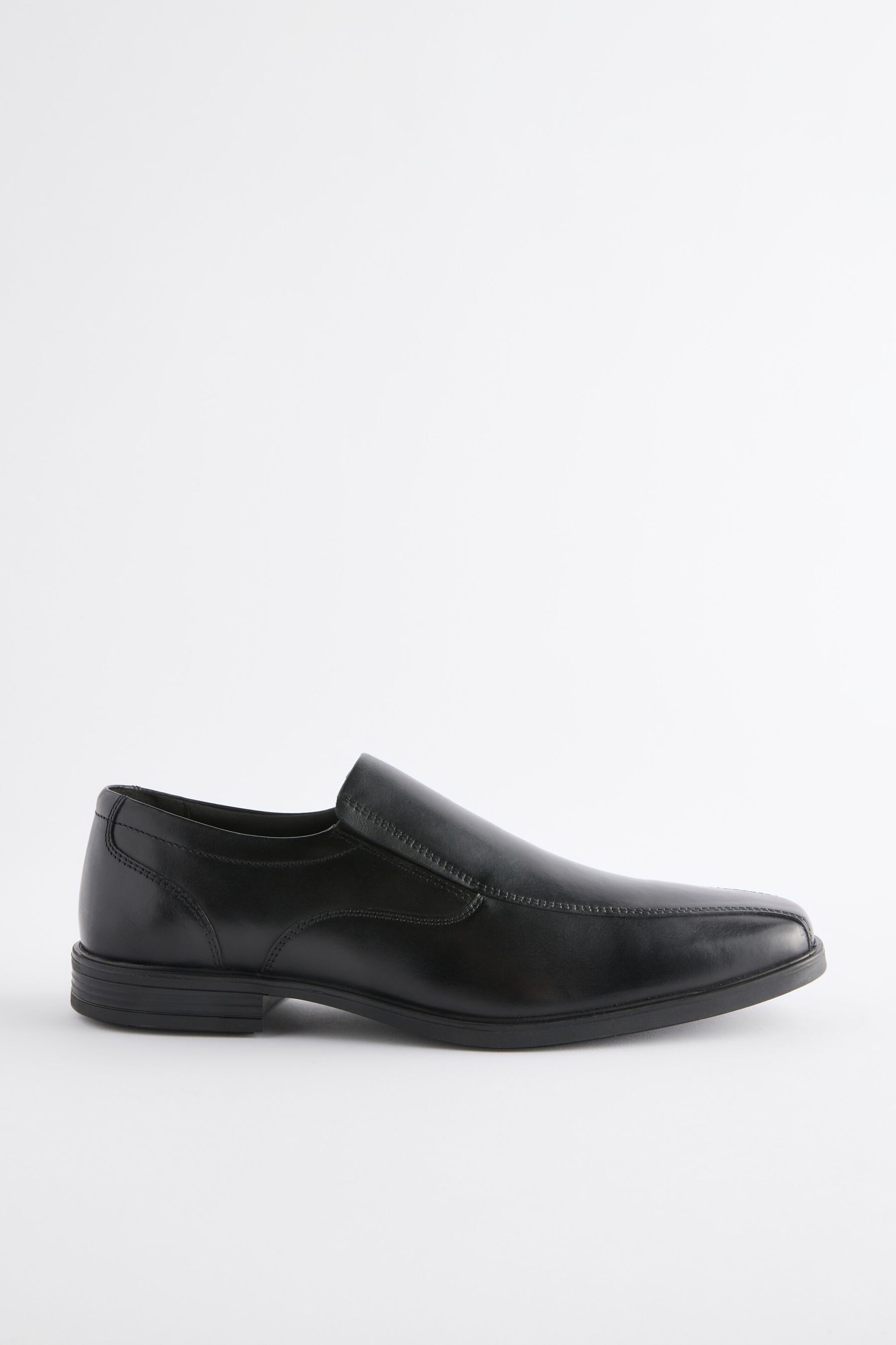 Black Wide Fit Leather Panel Slip On Shoes - Image 3 of 6