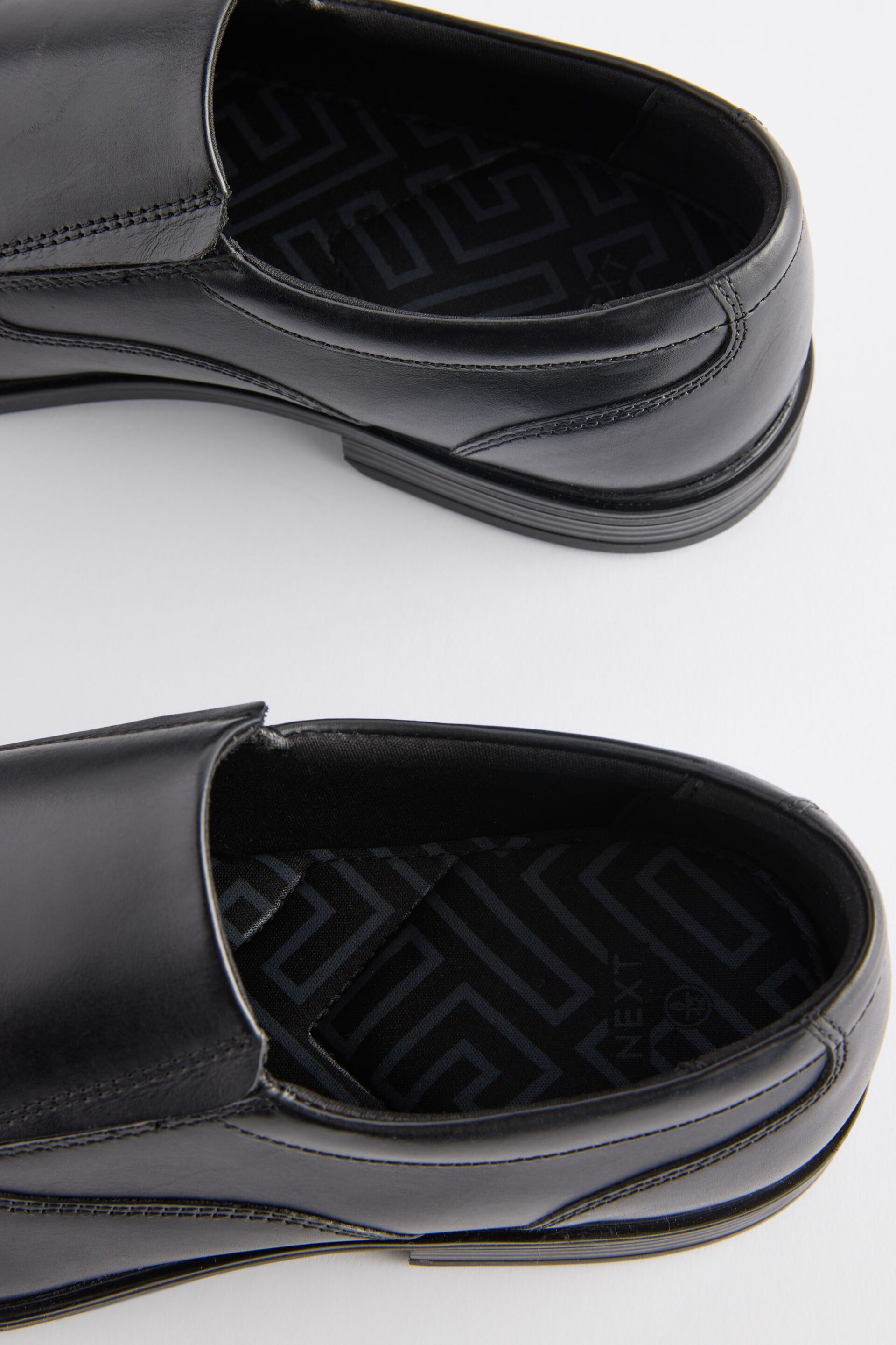 Black Wide Fit Leather Panel Slip On Shoes - Image 6 of 6