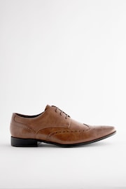 Tan Brown Wide Fit Brogue Shoes - Image 3 of 7