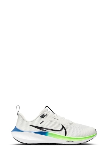 Nike White/Green Air Zoom Pegasus 40 Youth Running Trainers