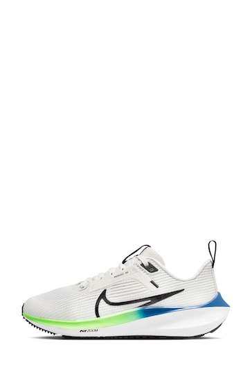 Nike White/Green Air Zoom Pegasus 40 Youth Running Trainers