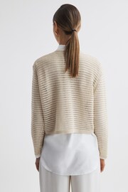 Reiss Ivory Avril Linen Open Stitch Crew Neck Jumper - Image 4 of 4