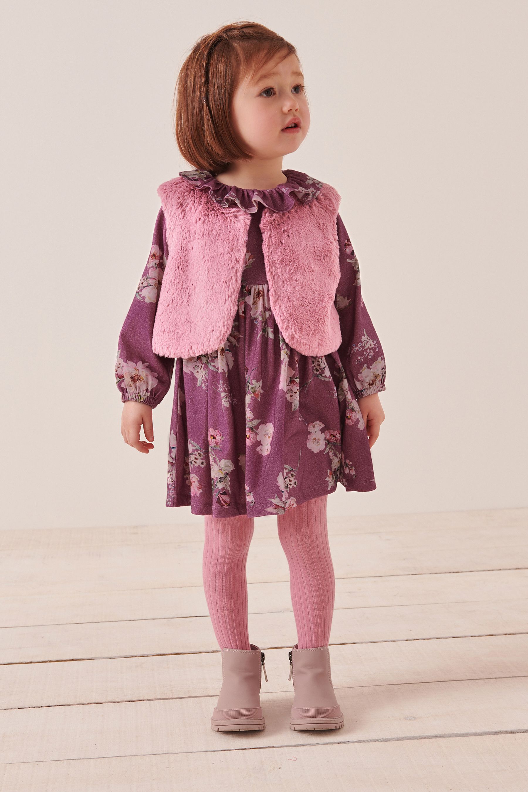 Buy Purple Faux Fur Dress and Gilet Set 3mths 7yrs from Next Belgium