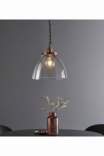 Gallery Home Pierre Aged Copper Grand 1 Bulb Pendant Ceiling Light