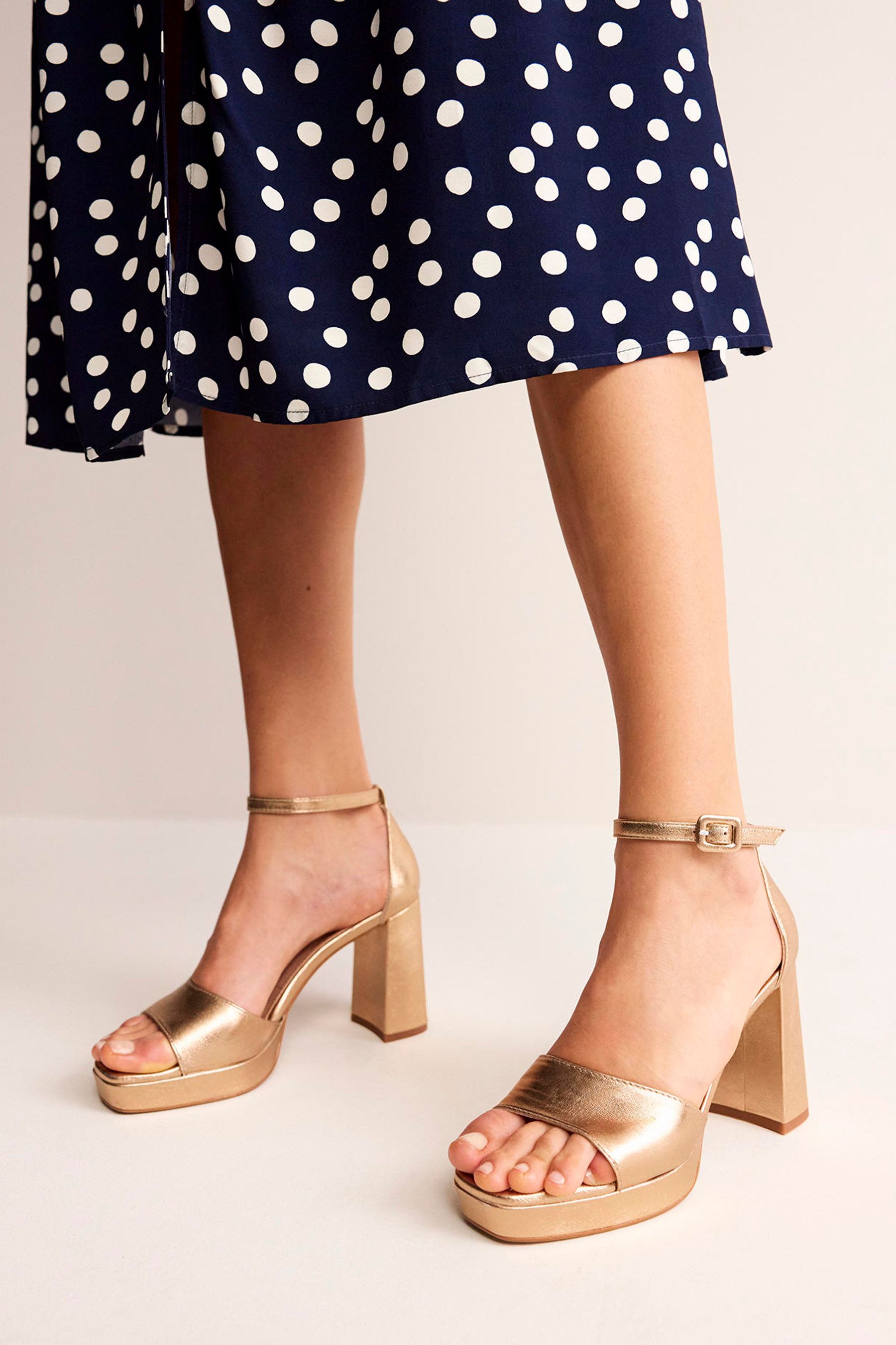 Buy Boden Gold Heeled Platform Sandals from Next Luxembourg