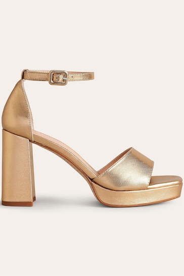 Boden Gold Heeled Platform Sandals