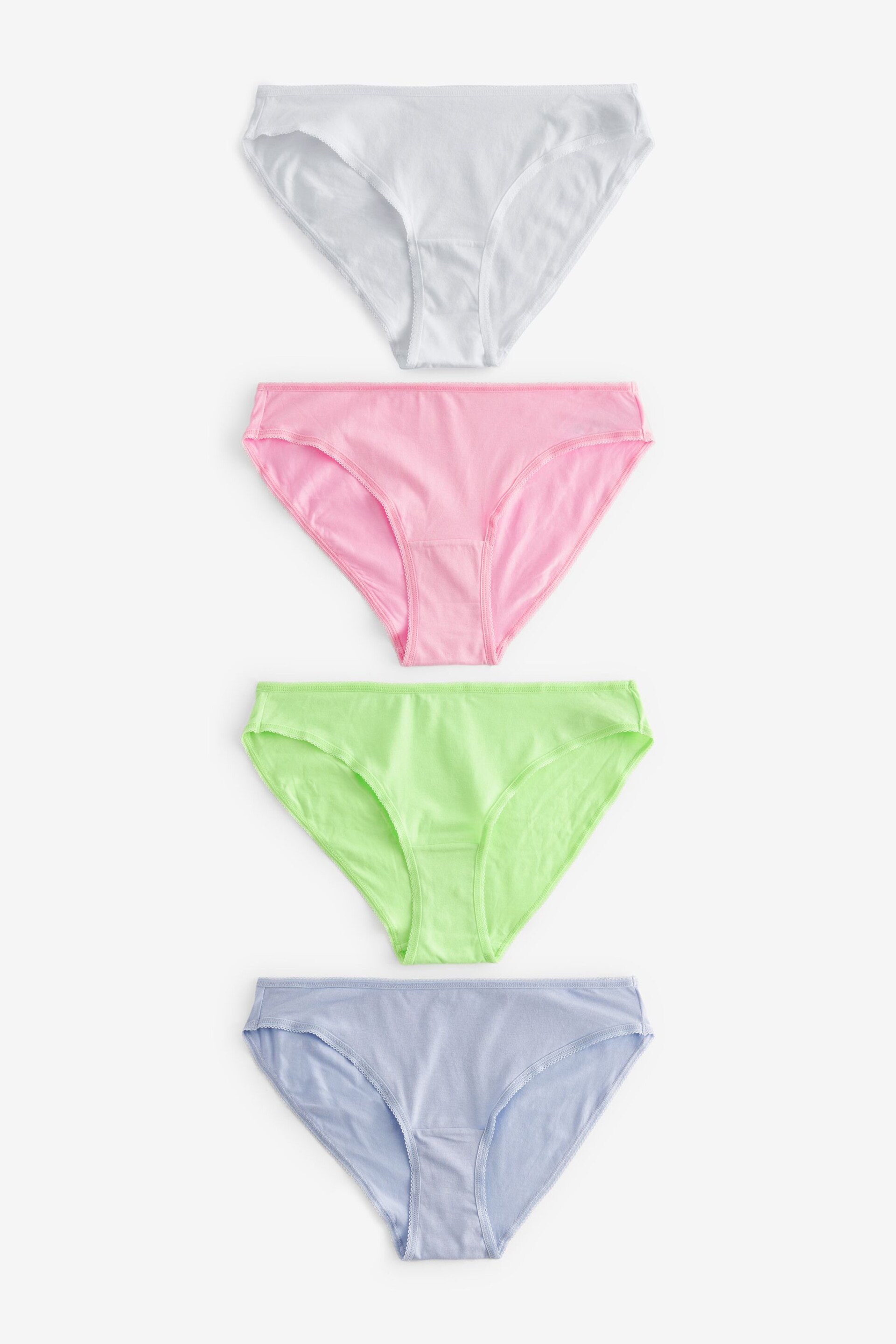 Pink/Lilac/Green/White High Leg Cotton Rich Knickers 4 Pack - Image 1 of 4