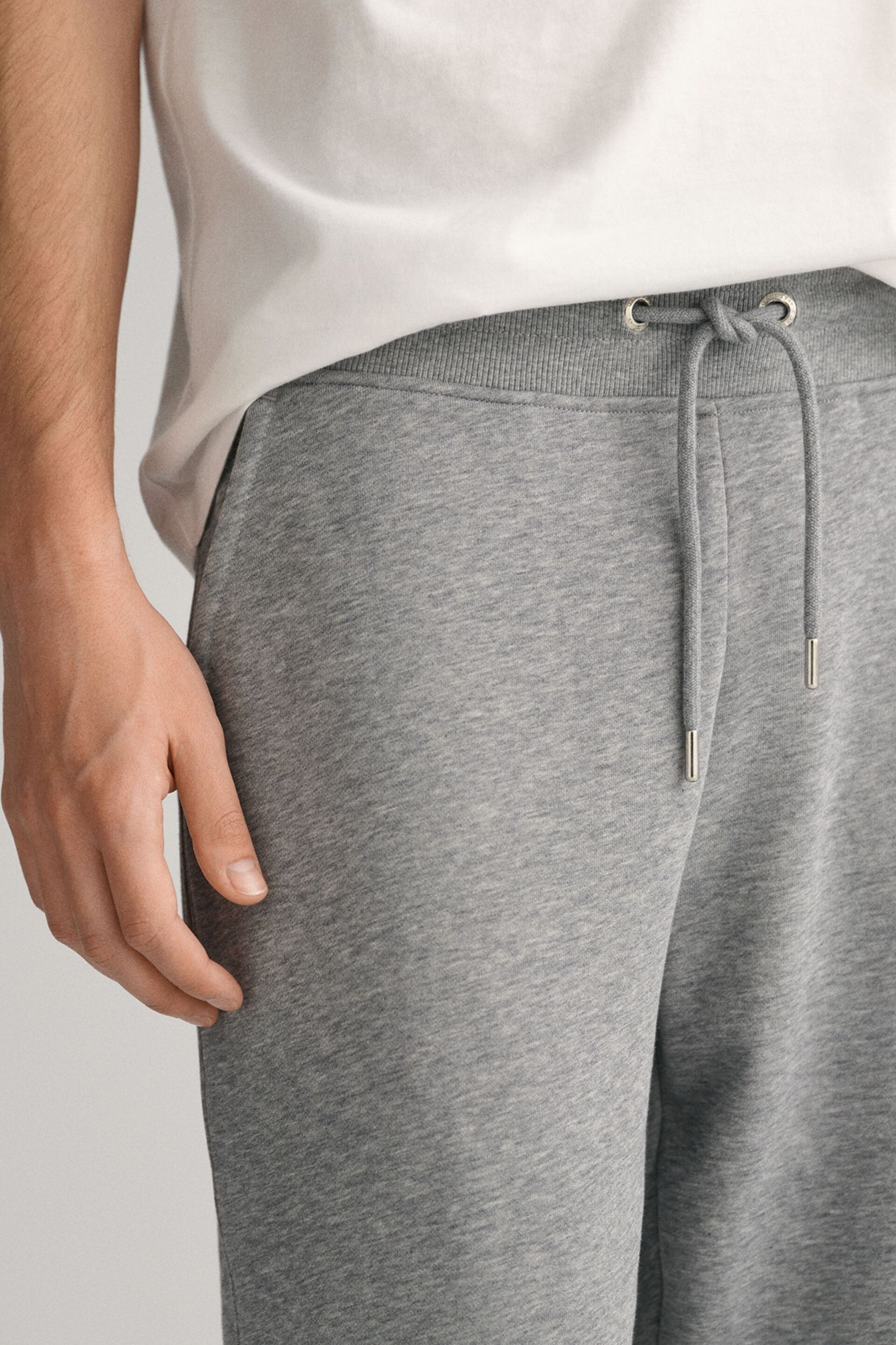 GANT Grey Melange Shield Logo Joggers - Image 3 of 4