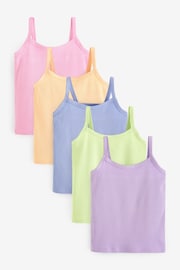 Multi Pastel Pastel Rib Cami Vest 5 Pack (2-16yrs) - Image 1 of 8