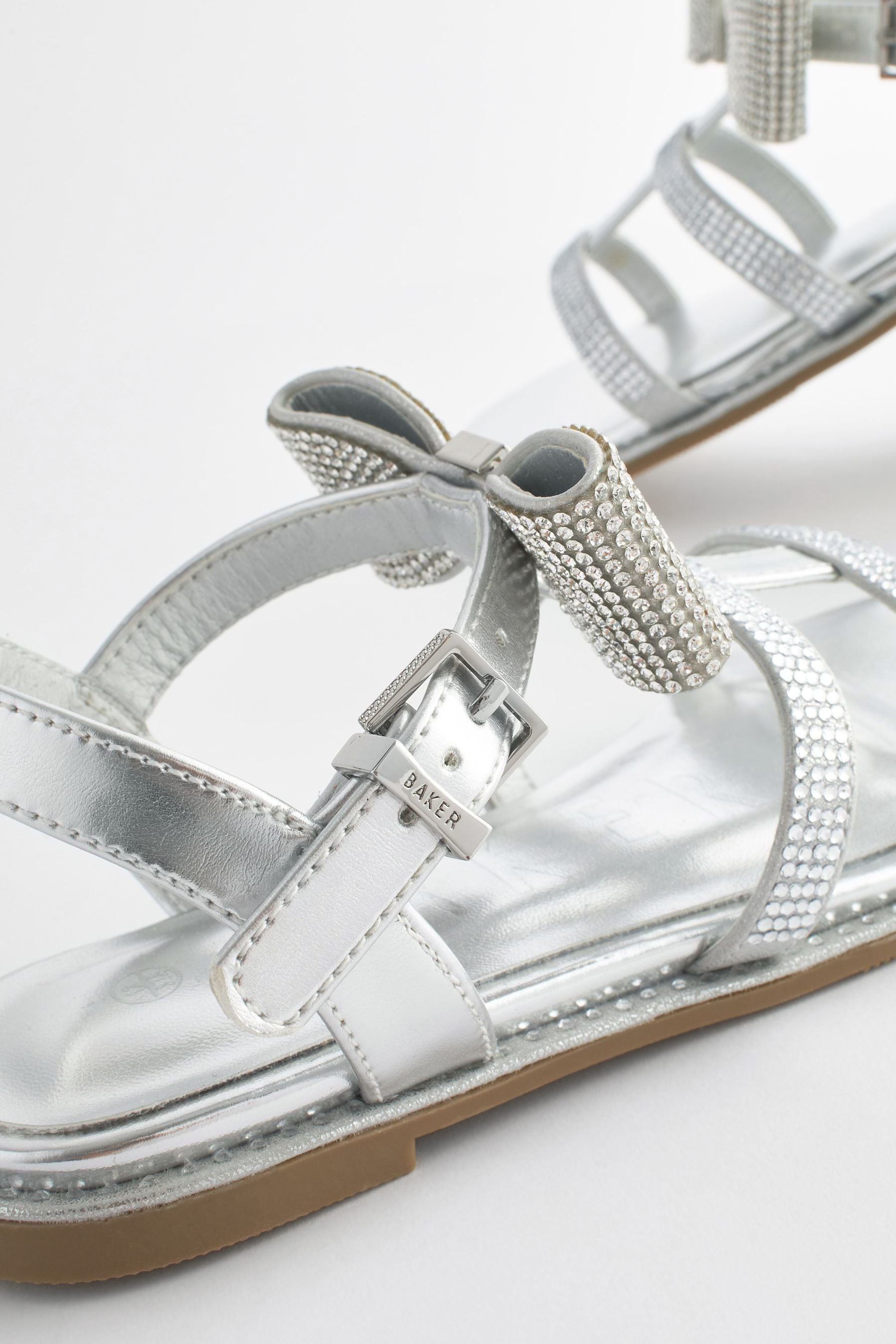 Baker by Ted Baker Girls Silver Diamant Sandals with Bow