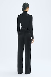 Reiss Black Carrie Duchess Satin Wide Leg Trousers - Image 5 of 6