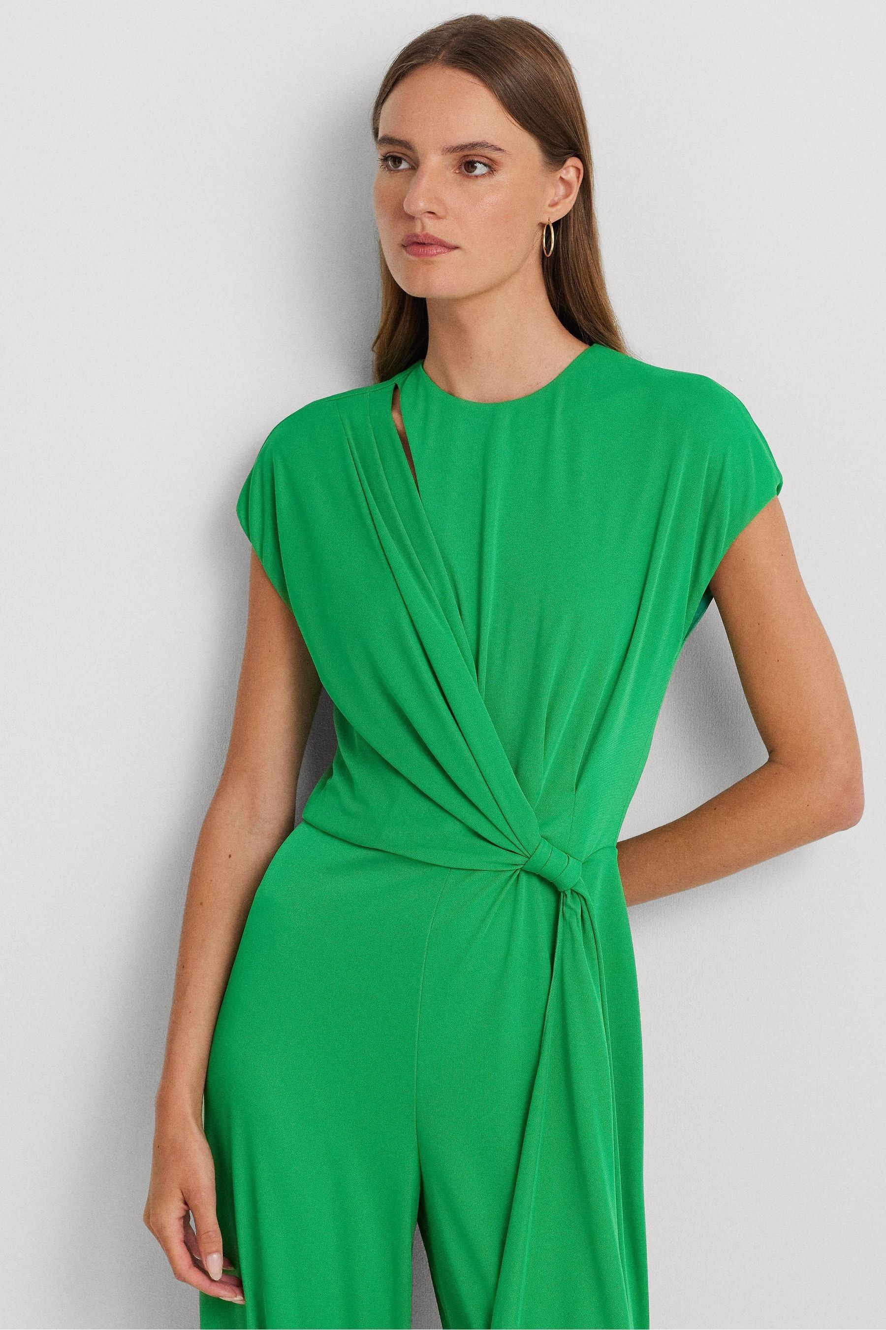 Buy Lauren Ralph Lauren Dinfell Tie Front Jersey Wide Leg Jumpsuit from Next Luxembourg