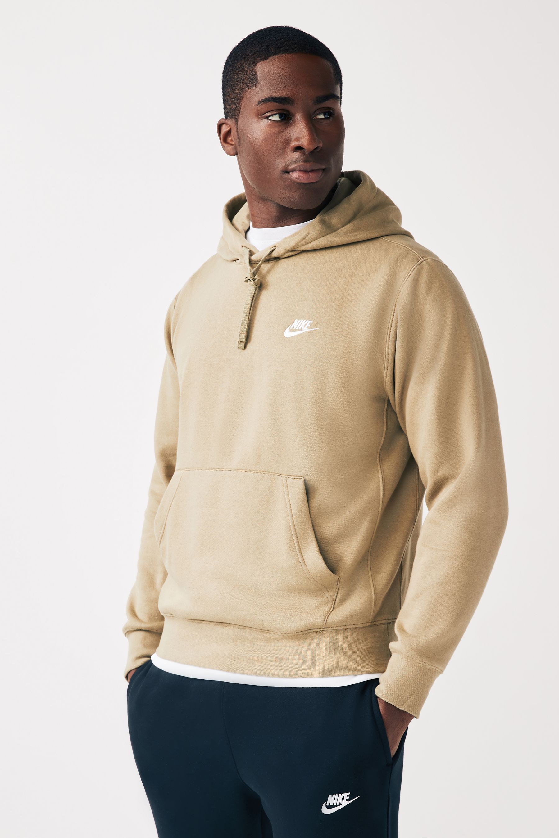 Buy Nike Olive Green Club Pullover Hoodie from Next Luxembourg