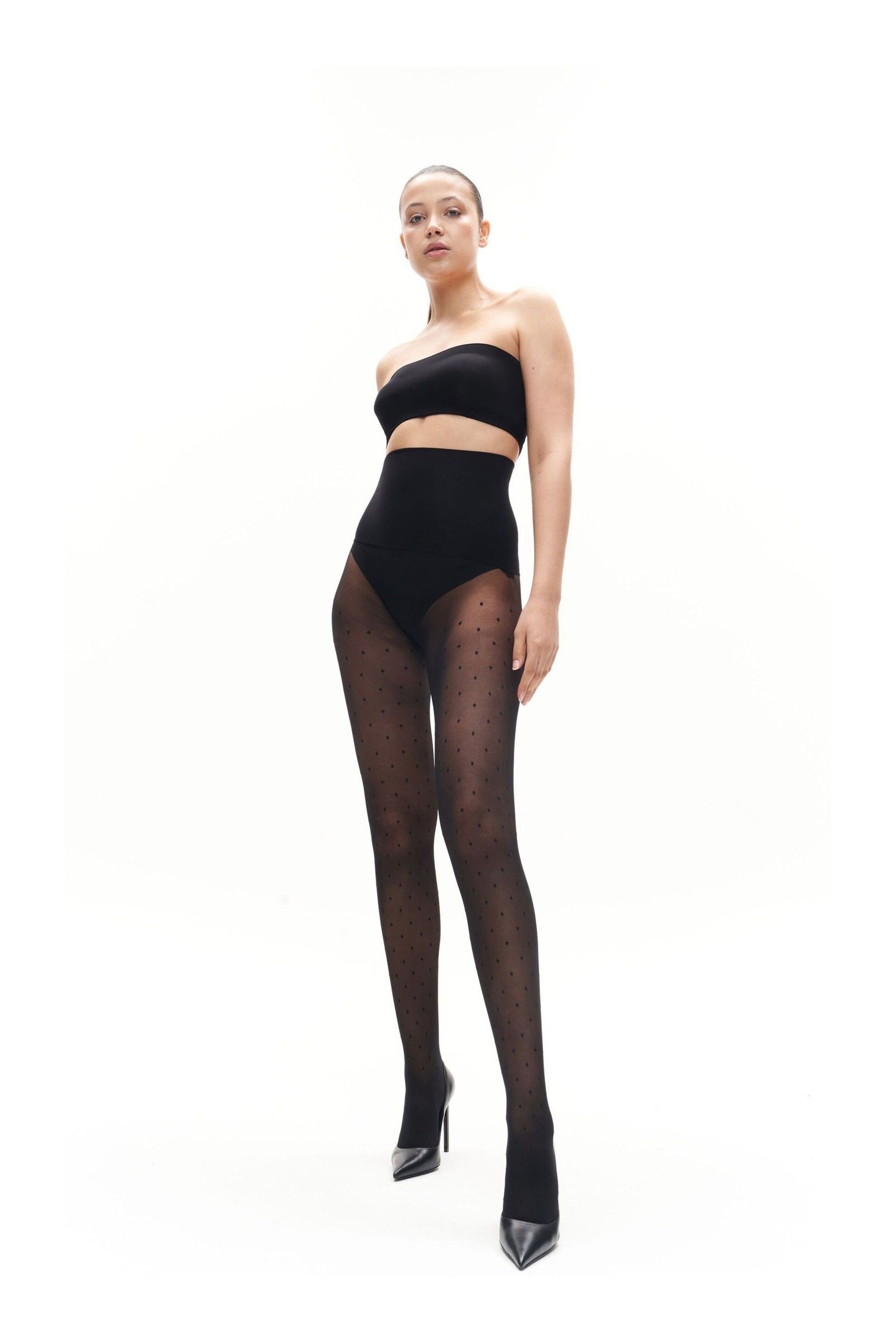 Heist Polka Dot Black Seamless Tights - Image 1 of 6