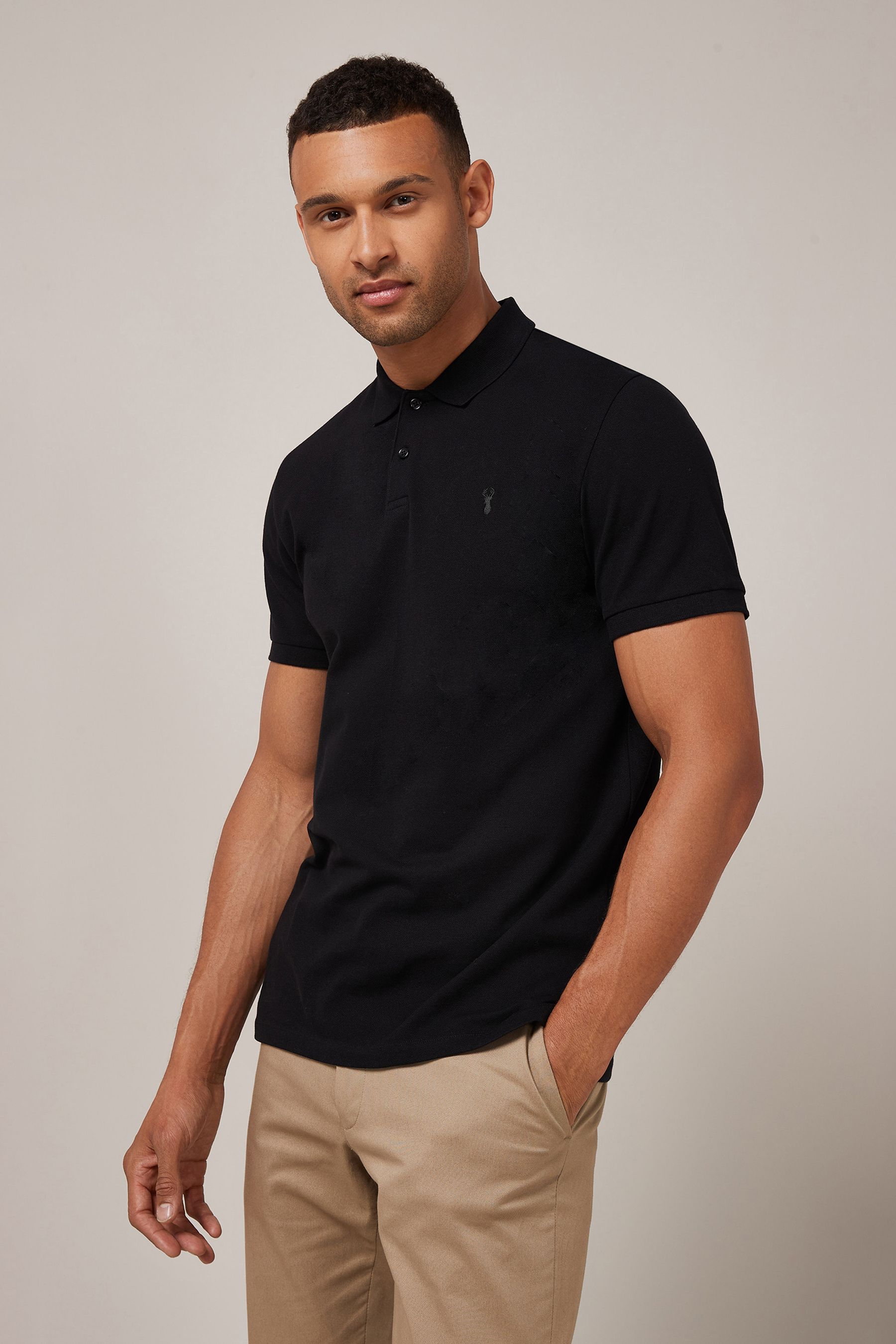 Mens black polo shirts uk clearance