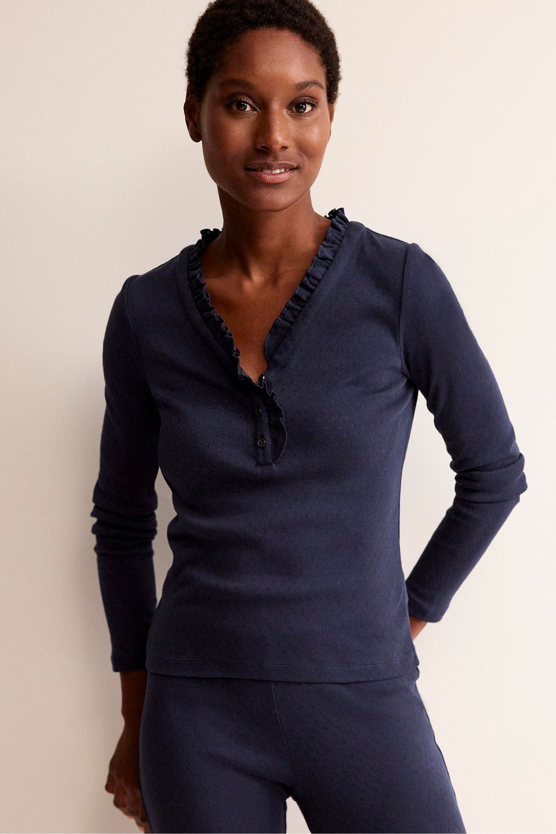 Buy Boden Blue Long Sleeve Jersey Pyjama Top from the Next UK