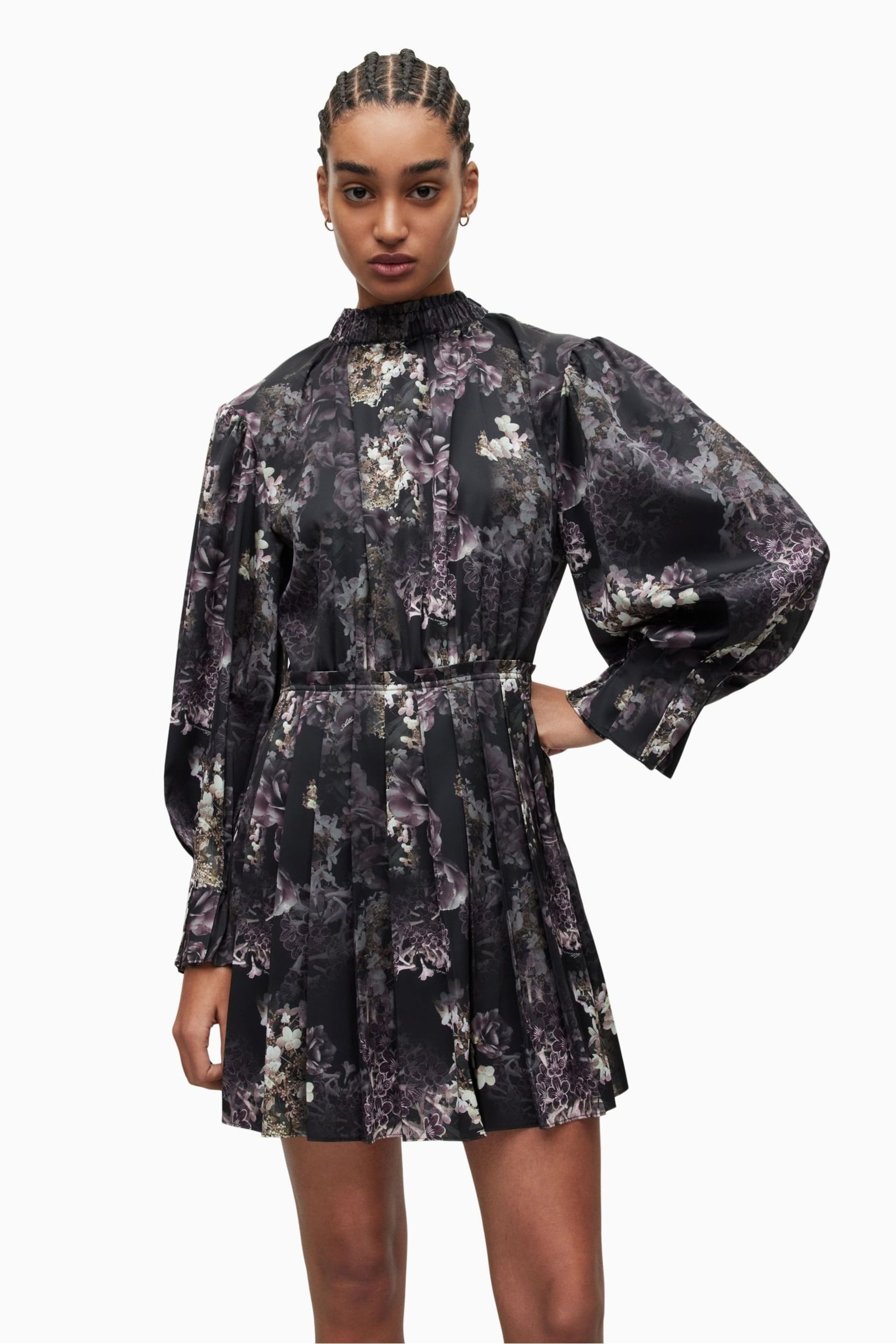 AllSaints Black Zoey Margeaux Dress - Image 1 of 7