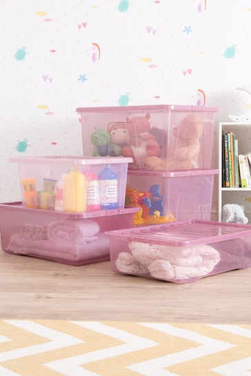 Wham 5 Piece Pink Crystal Multisize Storage Boxes