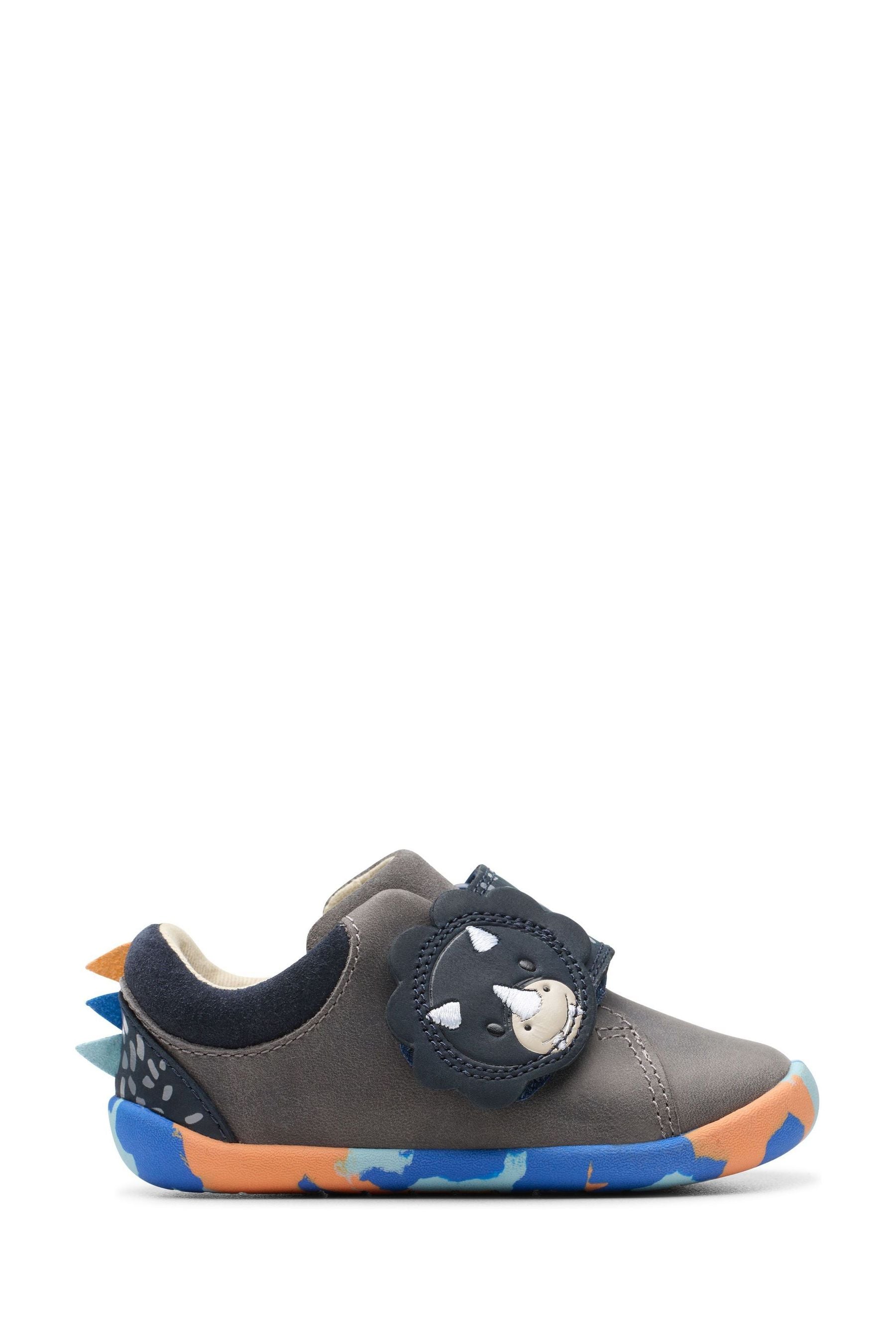 Clarks Grey Standard Fit F First Walker Tri Shoes