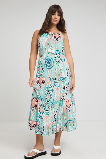 Buy JD Williams Blue Aztec Print Maxi Tiered Beach Dress from the Next ...