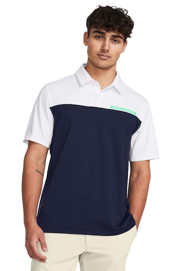 Under Armour Navy Blue/White Golf T2G Colour Block Polo Shirt