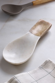 White Marble and Wood Spoon Rest - Image 2 of 3