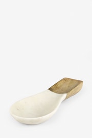 White Marble and Wood Spoon Rest - Image 3 of 3