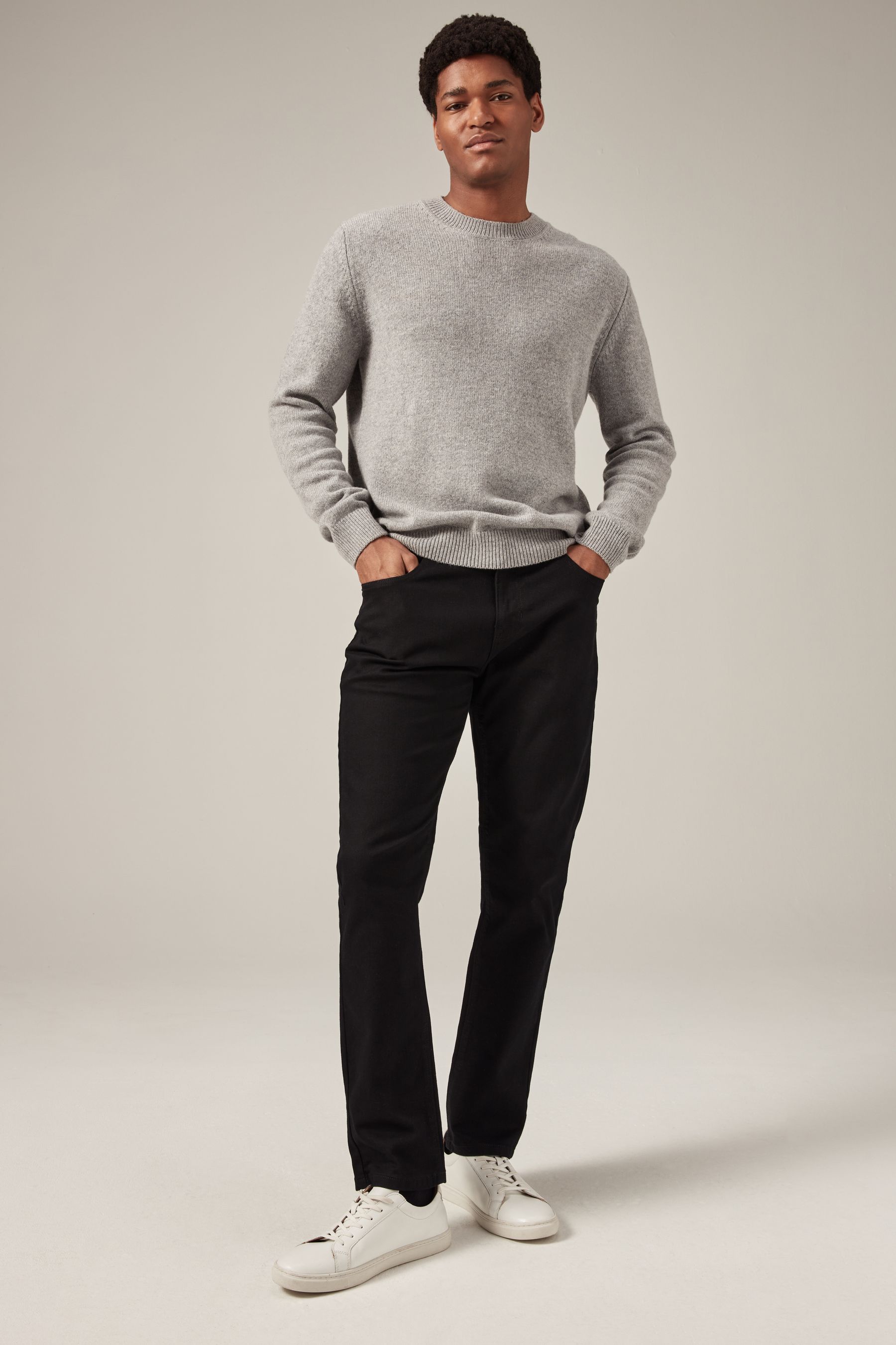 Buy Black Solid Slim Fit Classic Stretch Jeans from Next Ukraine