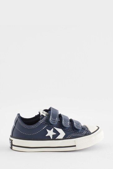 Converse Navy Junior Star Player 76 Leather Easy On Trainers