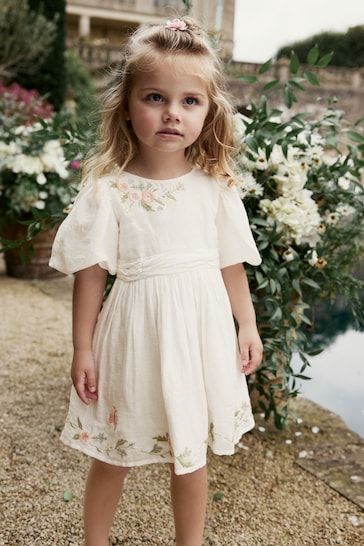 White Embroidered Cotton Dress (3mths-10yrs)