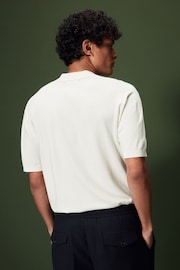 Ecru White Knitted Textured Trophy Polo - Image 3 of 7