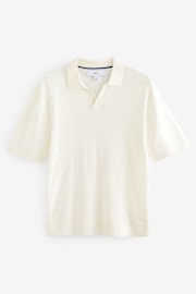Ecru White Knitted Textured Trophy Polo - Image 5 of 7